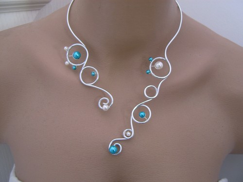 CollierTurquoise/Ivoire/Argent