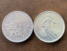Pièce de monnaie coin money FRANCE 5 Francs semeuse ARGENT SILVER 1967 SPLENDIDE