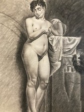 Beau Dessin Fusain Femme Nu