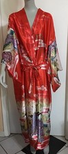 Japanese Kimono Womens 56Inch Red Oriental Robe With Belt Juguemm