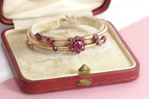 Bracelet jonc grenats - , de