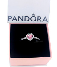 New 100% Authentic PANDORA 925 Ale Pave Elevated Pink Heart Ring 198421C03