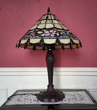 ARTISTAR : Lampe Abat-jour Vitraux Fleurs/Pied Métal Libellules DLG TIFFANY