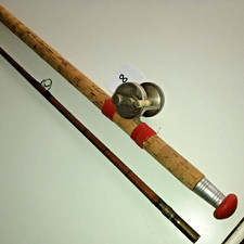 ancienne canne à pêche en bambou refendu 2 brins 2m85 poissonier St Amand (n°8 )