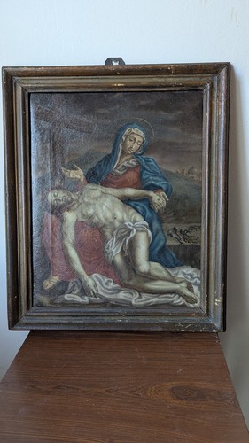 Pietà tableau ancien huile - tableau,