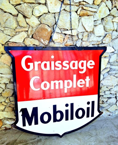Plaque émaillée mobiloil - plaque,