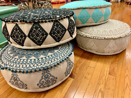 Embroidered pouf - embroidered,