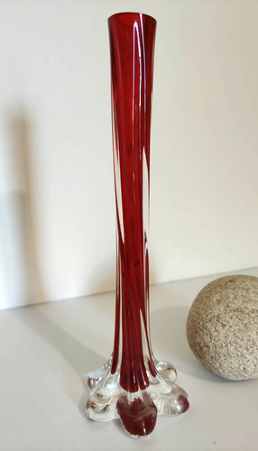 Vase vintage verre rouge et - vintage,