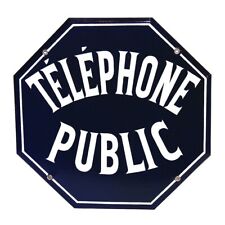 Antique 1960s Octagonal Enamel Public Telephone Plate