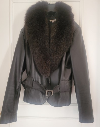 Veste cuir col fourrure - veste,
