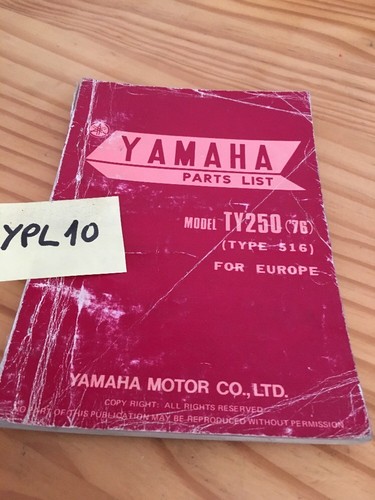 Yamaha parts list ty250 type - parts,