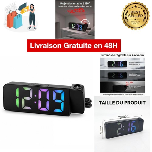 Réveil projecteur led - réveil,