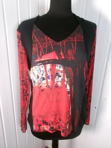 Top shirt noir matières - t-shirt,