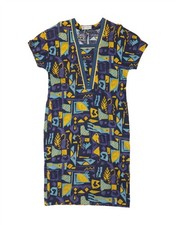 DOMINA Womens Sheath Dress UK 14 Medium Navy Blue Geometric AS03