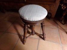 Antique screw piano stool, upholsterer top redone, music accessory