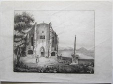 DESSINS FUSAIN Paysage animé. 19°siècle. Da890