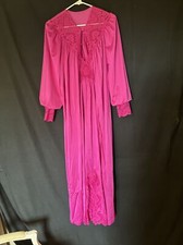 Vintage Shadowline 2 Piece Pegnoir Nightgown Robe Pink Fuschia S