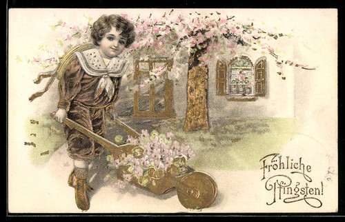 Carte postale gaufrée enfant