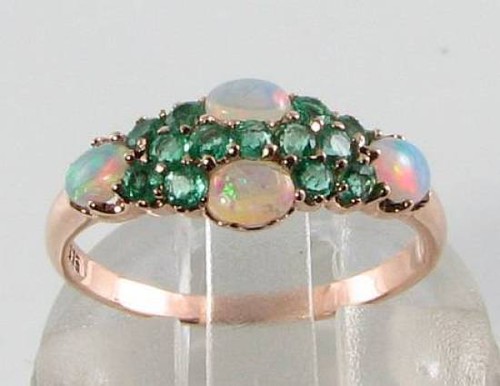9ct rose opale émeraude - or,