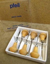 NICE! PFEIL SWISS MADE LINOLEUM & BLOCK CUTTER CARVING PALM CHISEL GOUGE SET