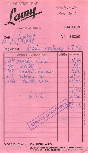 1963 facture confiserie - ,