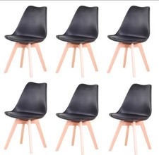 6 Chaises Médiévale Salle A Manger Nordique Bois D Hêtre Noir Rembourrée 120. KL