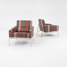 2005 Arne Jacobsen Fritz Hansen Series 3300 Easy Lounge Chairs w Fabric 2x Avail