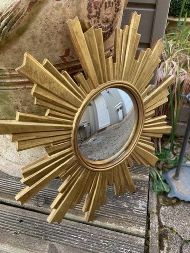 Miroir convexe soleil - , doré