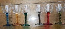 OLD LOT 6 COLOR TORSADE FOOT WINE GLASSES RARE Italy