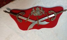 Vintage Wall Decor - Metal and Red Velvet - Heraldic Style - 52x25cm
