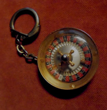 Very nice MINI ROULETTE gold CASINO keychain like in Monaco 35 mm diameter