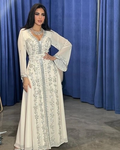 Caftan marocain blanc dubaï - caftan,