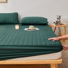 Mattress Protector Embossed Mattress Covers Fitted Sheet Solid Color Soft Pad