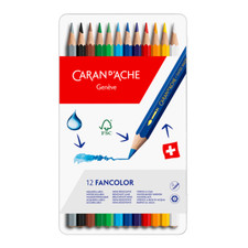 Caran D'Ache Fancolor 12 Eau Soluble Couleur Crayons Artiste Esquisse Boite Set