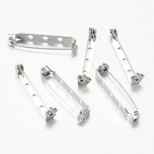 A214- LOT DE 20 SUPPORTS BROCHE EPINGLE FER ARGENTÉ CREATION BIJOU CABOCHON FIMO