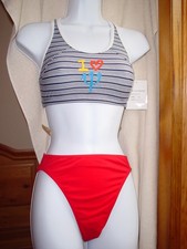 Club Med Tanki Bikini Red/White/Navy Size Medium NWT