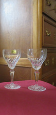 2 Val Saint Lambert or Lorraine Crystal Red Wine Glasses Cut