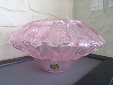 Cristallerie de Portieux Coupe à fruits rose ou Vase signé année30/40