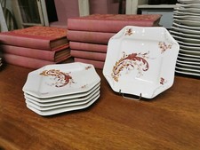 6 Limoges Haviland Porcelain Dessert Plates Square 19th Century. 20cm 