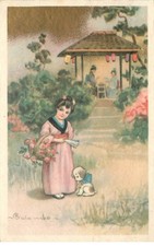 COLOMBO illustrateur  Enfant fille deguisée en Geisha