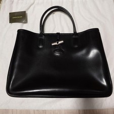 Longchamp / Tote Bag Handbag Roseau/Leather Black 1681051001 Damaged