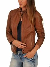 Nouvelle veste marron élégante en cuir d'agneau véritable pour moto motard