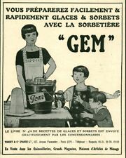 1925 GEM Antique Magazine Sorbet Maker Advertising 