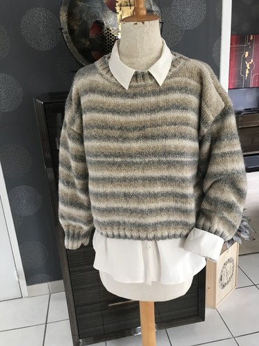 Pull tricoté main - tricoté, beige