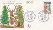 Enveloppe 1er Jour first day cover RAMBOUILLET timbre 1968 forêt noire cerf loup