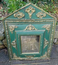 MIRROR, ANTIQUE PEDIMENT GLASS era first empire early 19th century