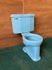 Vtg Mid Century Regency Blue Porcelain Toilet Standard Round Bowl 134-25E