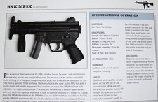 Heckler Koch MP5K H&K HK Gun Picture Out of Print Detail Spec Sheet Article