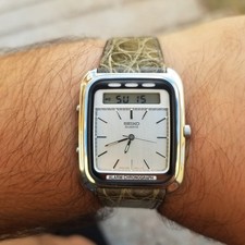 vintage rare seiko h557-5190 dual time alarm chronograph men's watch montre