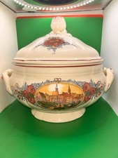 SARREGUEMINES  OBERNAI  1950’s FRANCE LARGE SOUP SERVING TURREN WITH LID. CRAZED